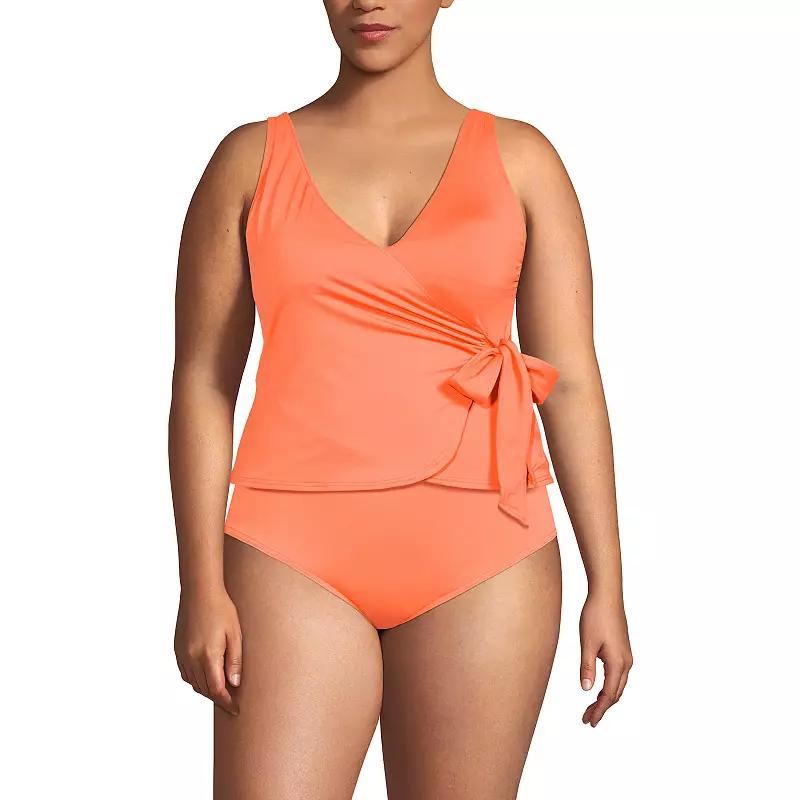 Plus Size Lands End Side Tie Tankini Swim Top, Womens Product Image