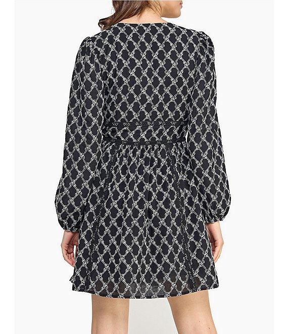 Layered With Love Embroidered Jacquard V-Neck Long Sleeve Lace Detail Fit & Flare Dress Product Image