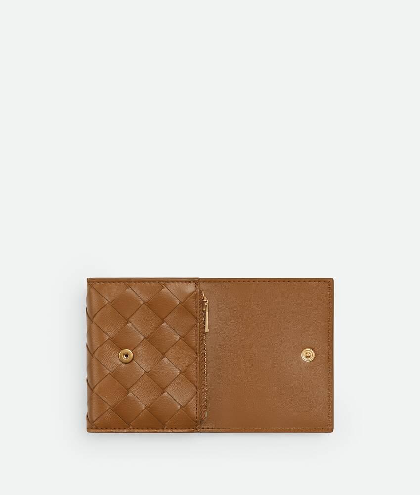 Women's Intrecciato Small Tri-fold Wallet in Wood Product Image