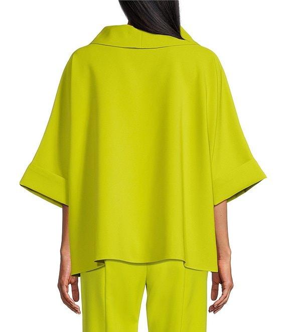 IC Collection Knit Fold Funnel Neck Elbow Sleeve Floral Applique Tunic Product Image