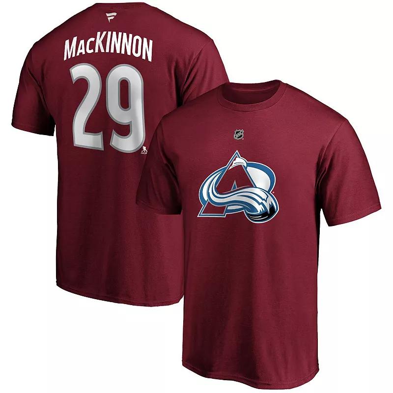Men's Fanatics Branded Nathan MacKinnon Burgundy Colorado Avalanche Big & Tall Name & Number T-Shirt,  Product Image