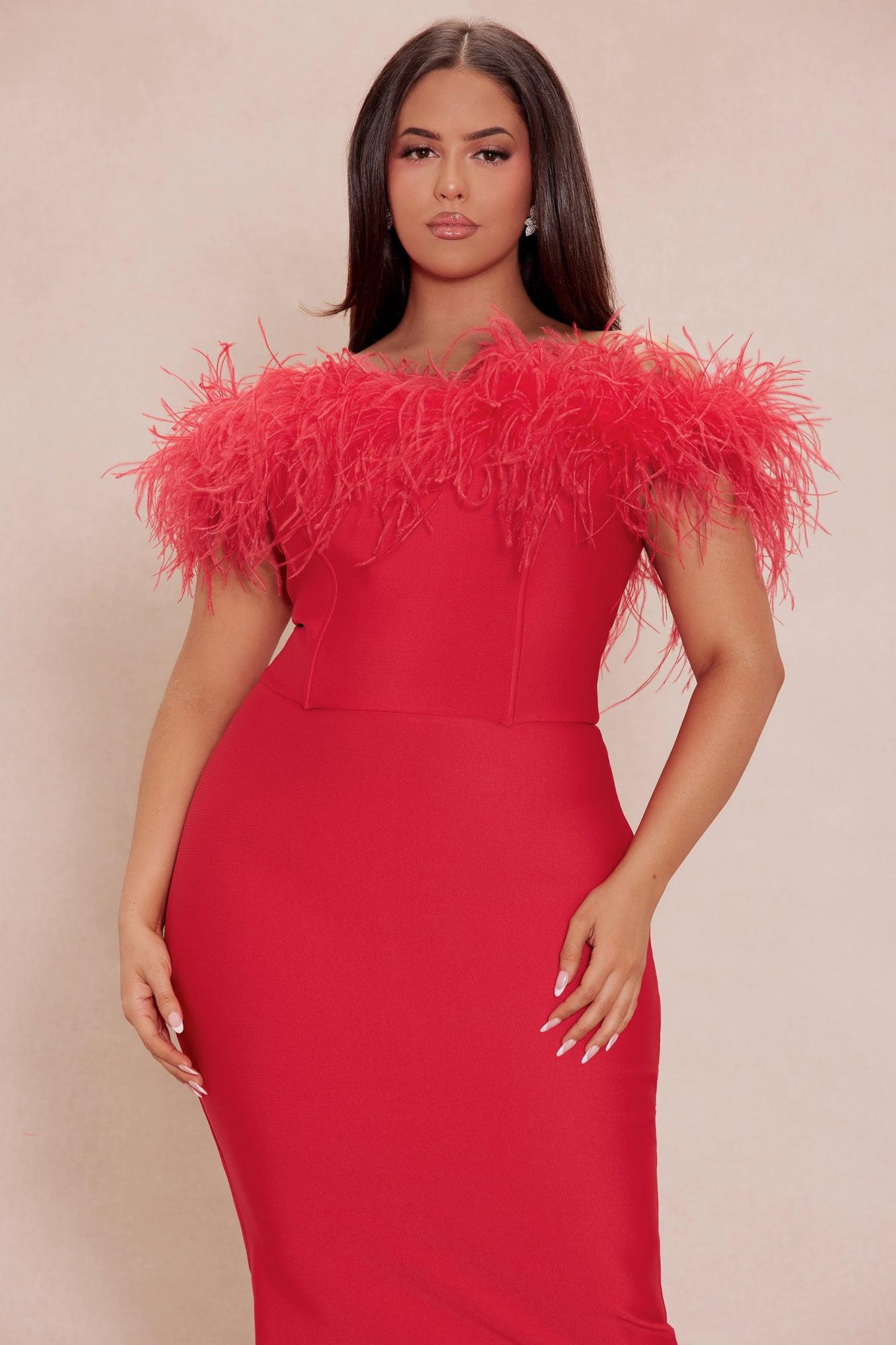 Rosalia Bandage Midi Dress - Red Product Image