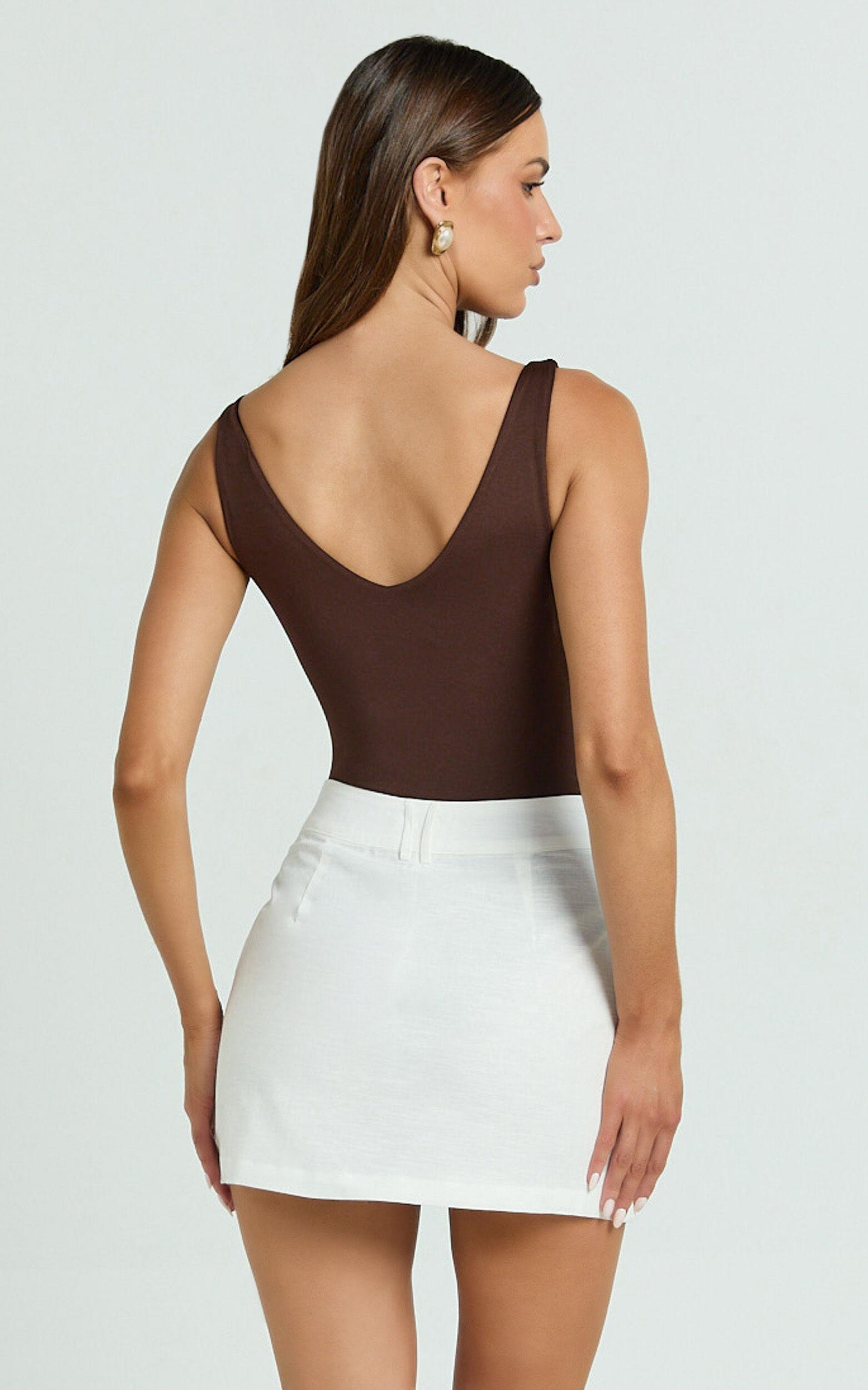 Dream Linen Blend Skort - High Waisted A Line Skort in Off White Product Image