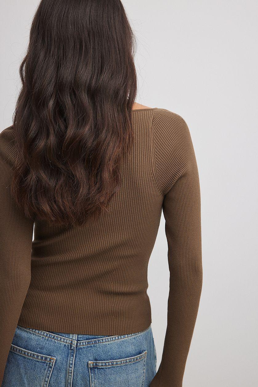 Chest Detail Knitted Long Sleeve Sweater Product Image