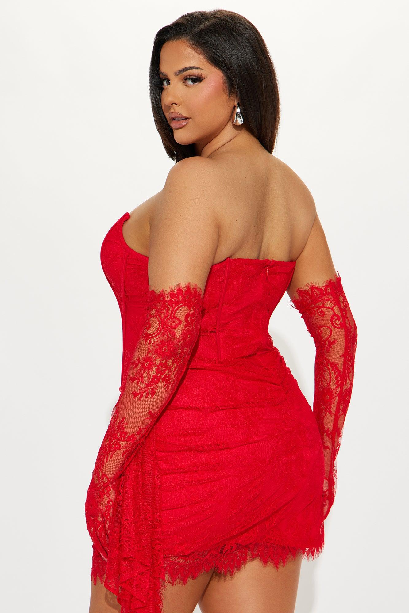 Always Sweet Corset Mini Dress Set - Red Product Image