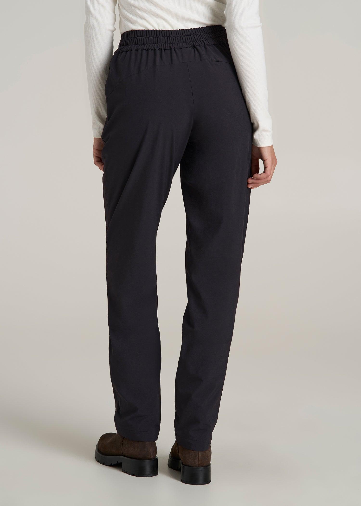 Pull On Fleece Lined Trouser Pants for Tall Women in Black Female Product Image
