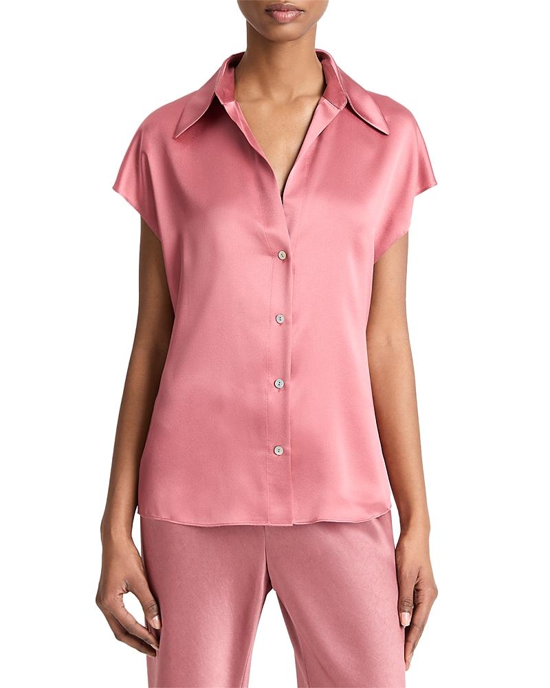 Womens Cap-Sleeve Silk Blouse Product Image