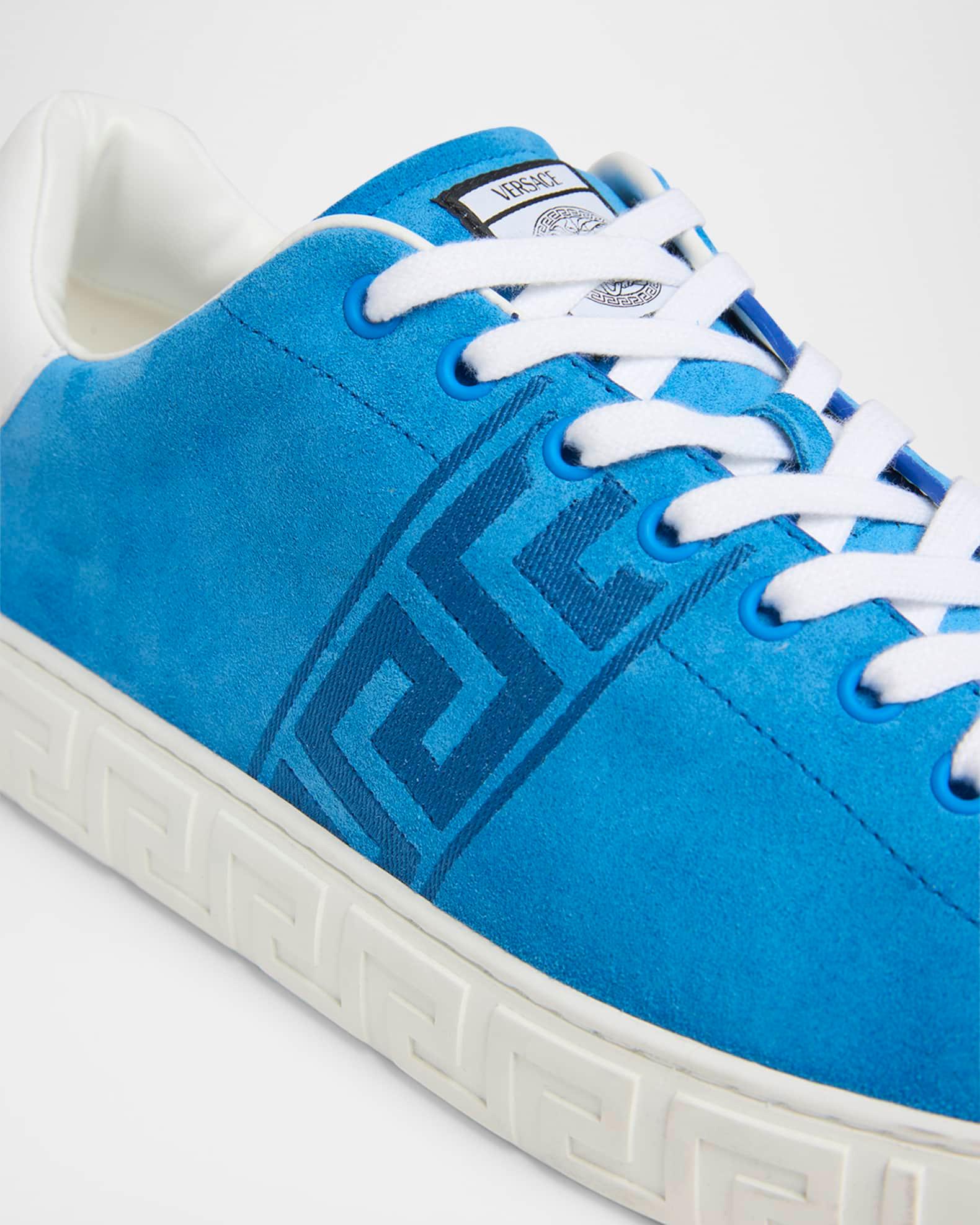 Men's La Greca Greek Key Suede Low-Top Sneakers Product Image