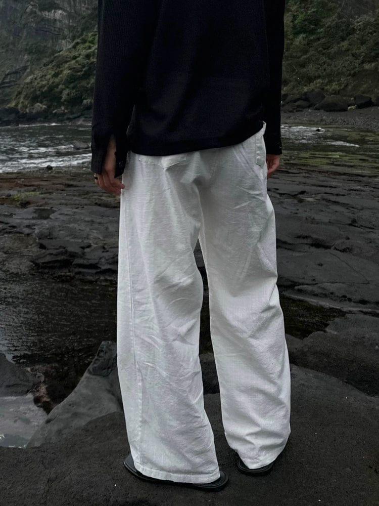RT No. 12519 WHITE LINEN STRAIGHT PANTS Product Image