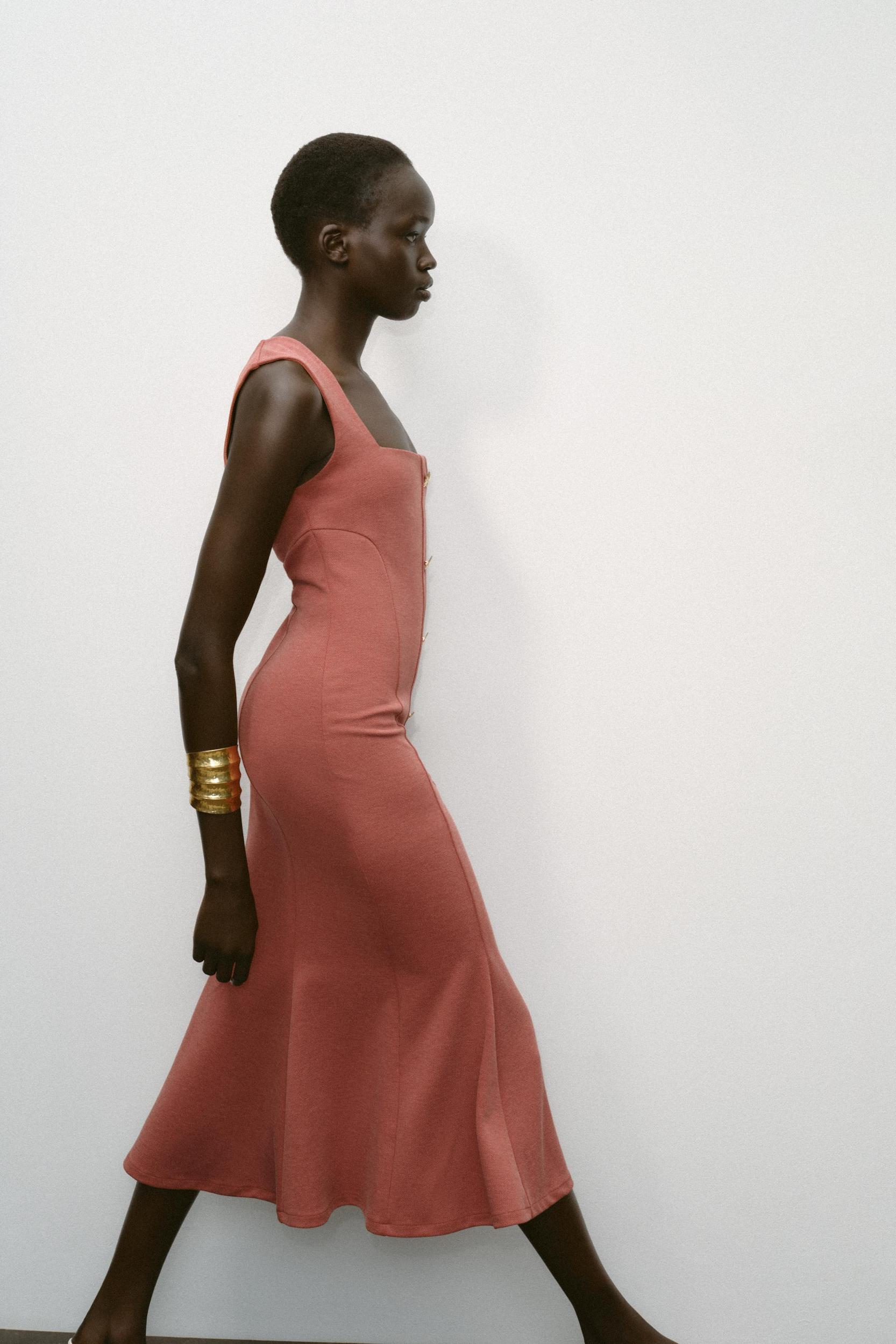 BUTTONED PIQUÉ DRESS Product Image