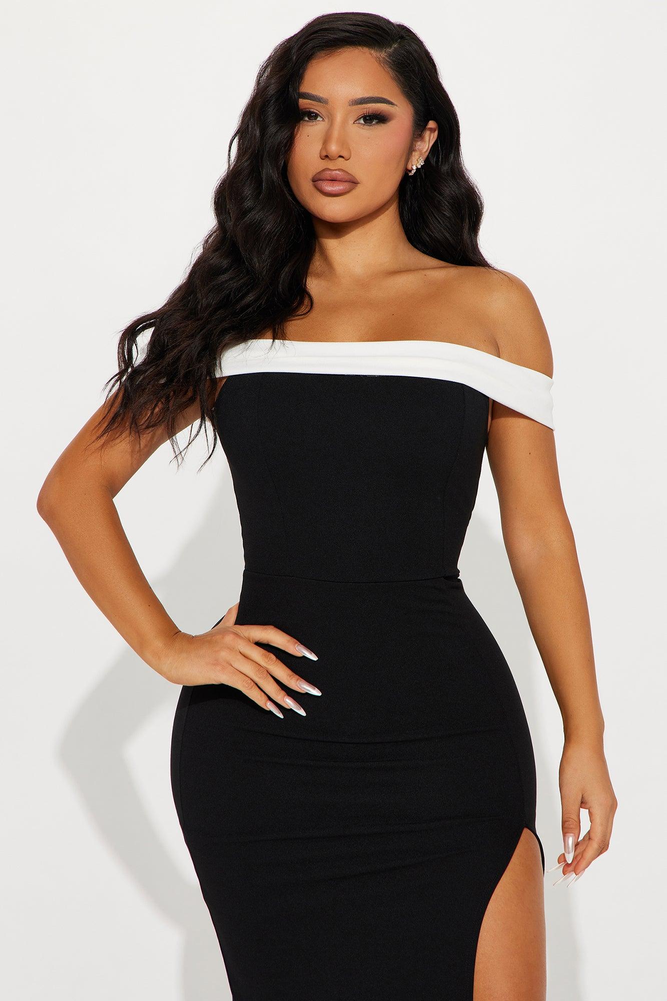 Noir et Blanc Midi Dress - Black/White Product Image