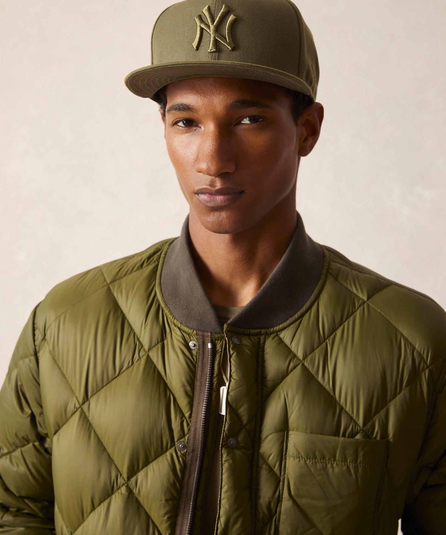 Italian Quilted Down Snap Bomber in Olive Product Image