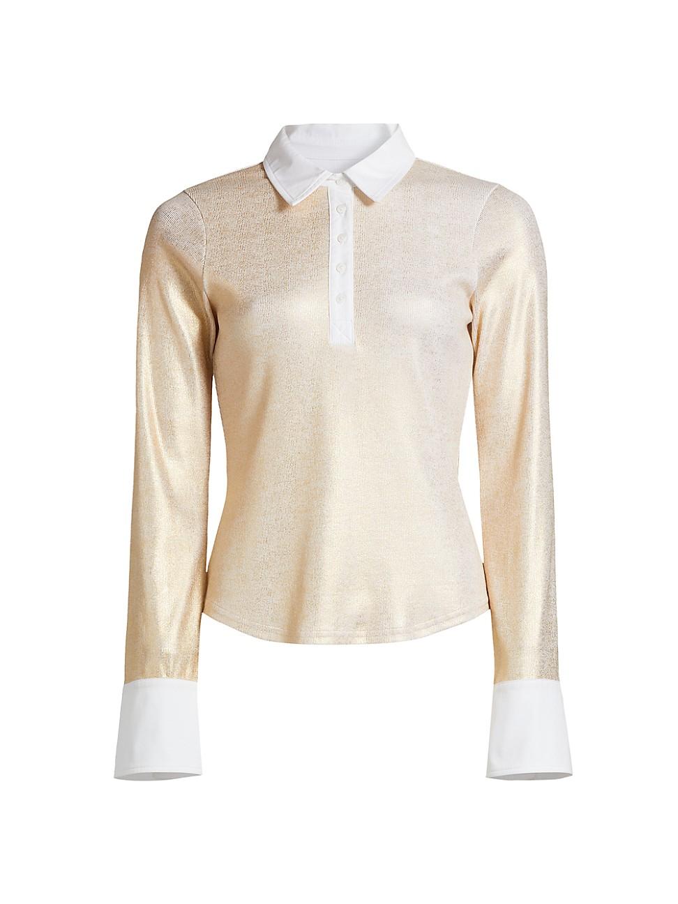 Womens Jaden Metallic Stretch-Cotton Shirt Product Image