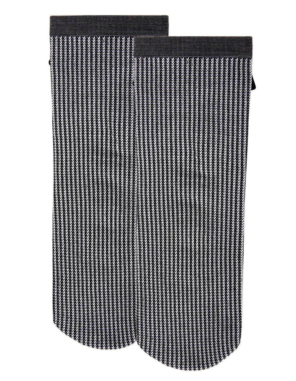 MEMOI Houndstooth Faux Pearl Accent Womens Anklet Socks - BLACK Product Image