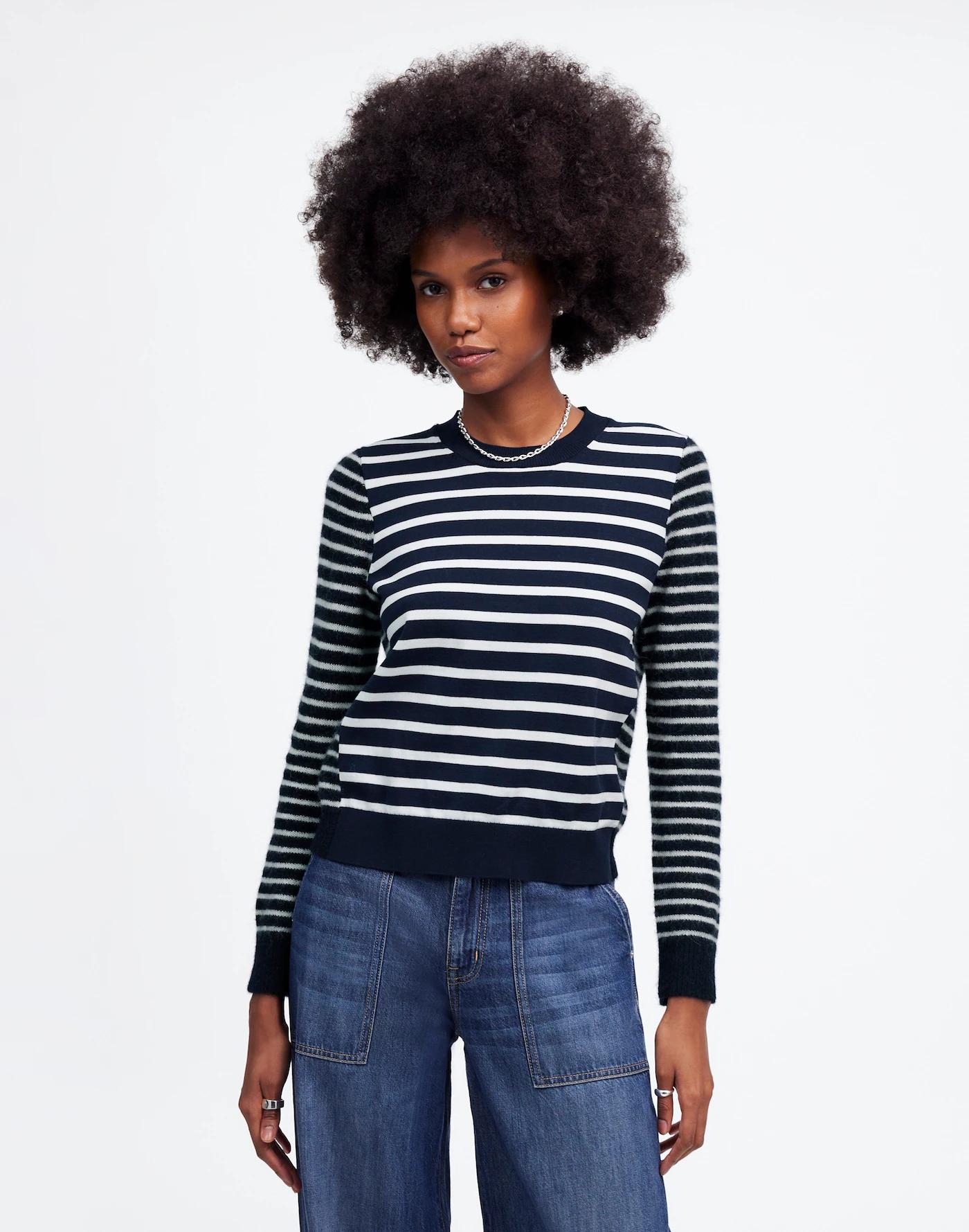 Mixed-Yarn Striped Sweater Product Image