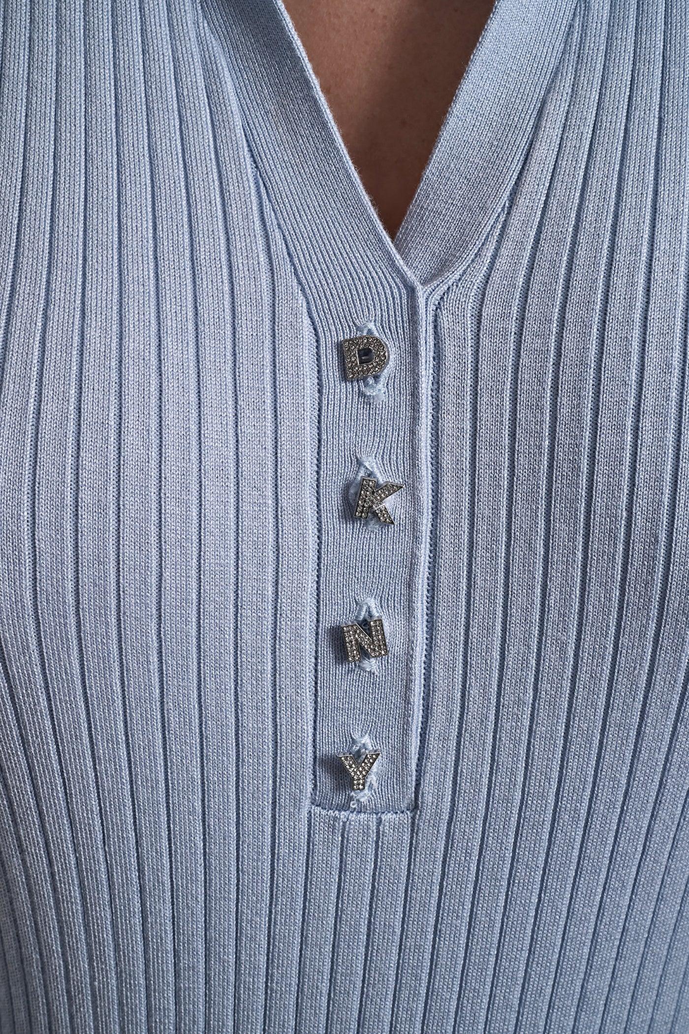 RIBBED POLO WITH RHINESTONE BUTTONS Product Image