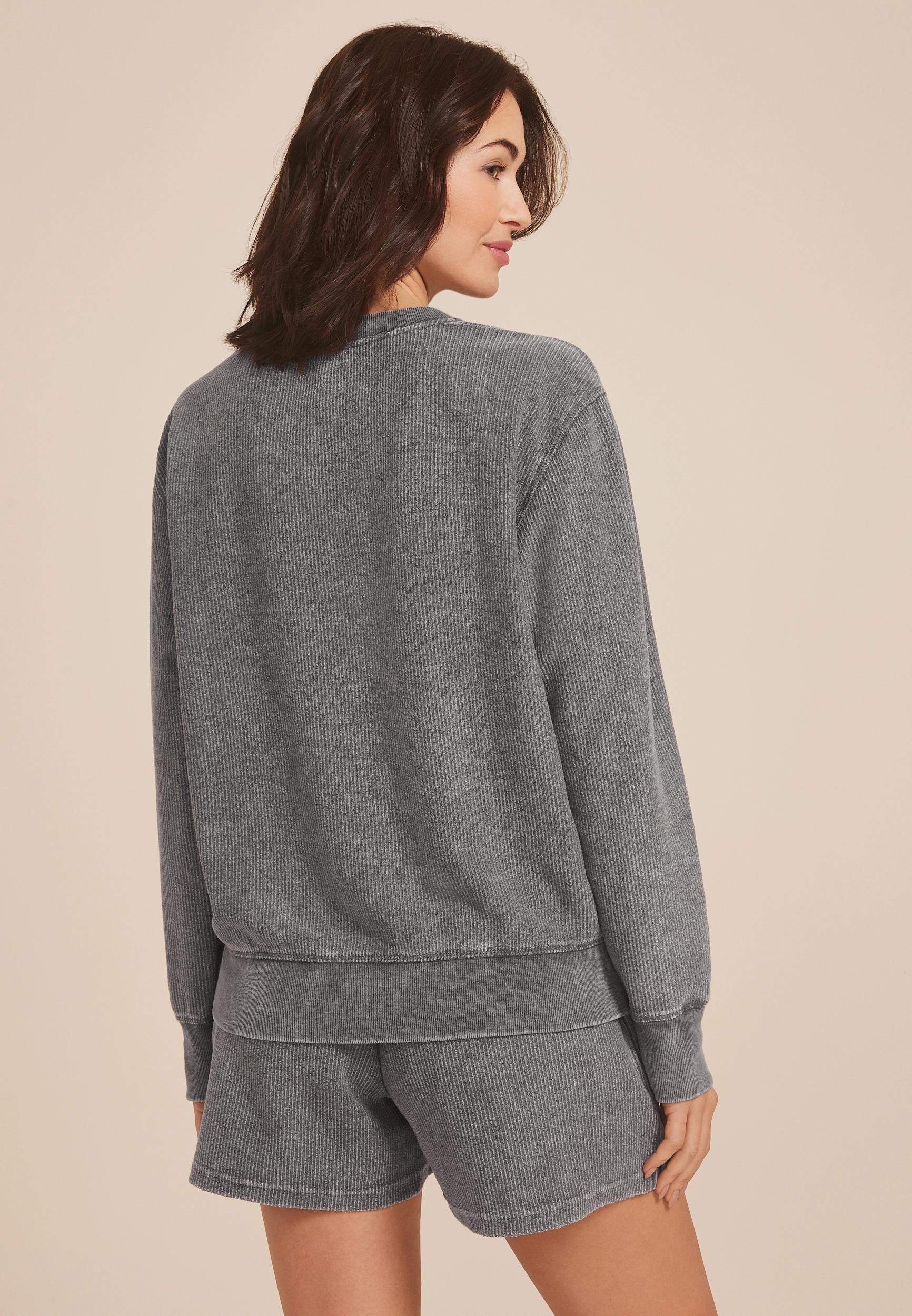 Maurices Womens Corded Floral Crew Neck Sweatshirt Product Image