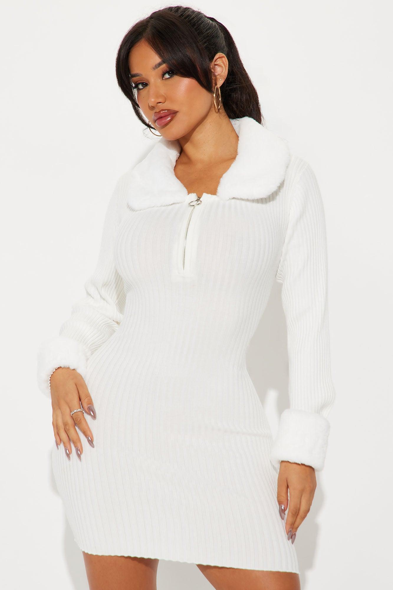 Rosalind Sweater Mini Dress - Ivory Female Product Image