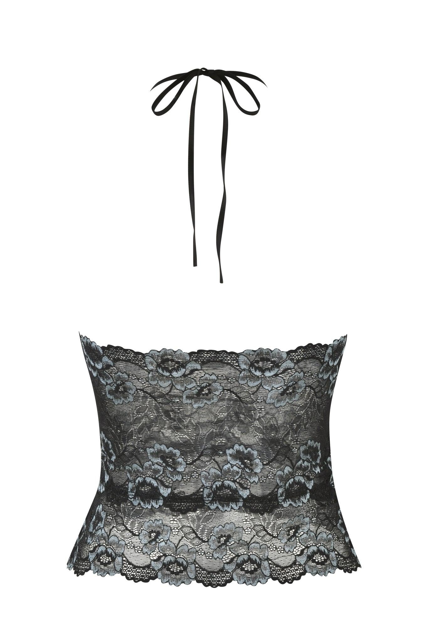 GEM HALTER TOP - BLACK : BLACK BLUE Product Image