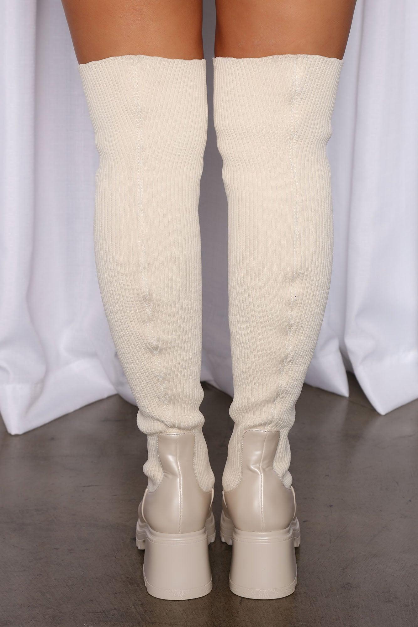 Sofie Over The Knee Boots - Nude Product Image