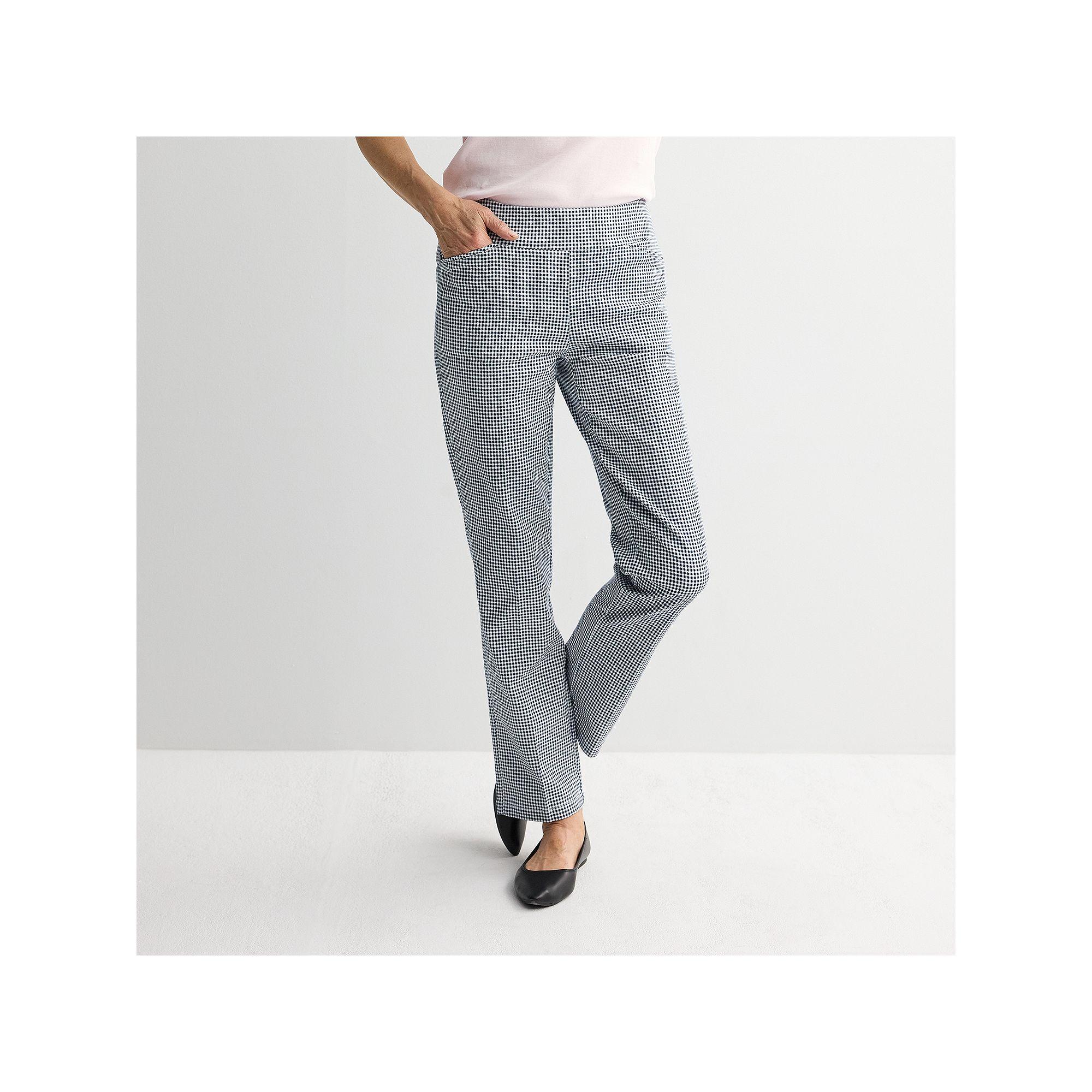 Womens Croft & Barrow Effortless Stretch Pull-On Straight-Leg Pants Blue Check Product Image
