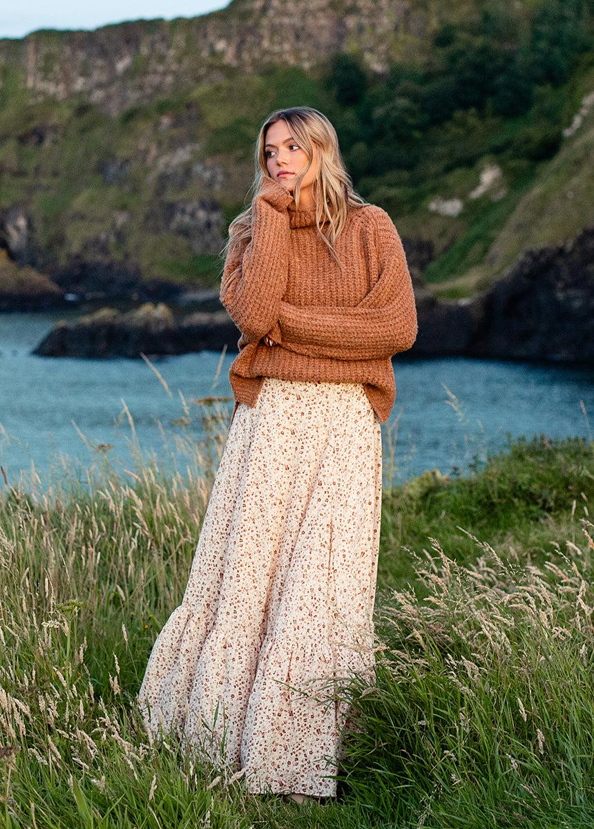 Annah Skirt in Neutral Floral Female Product Image