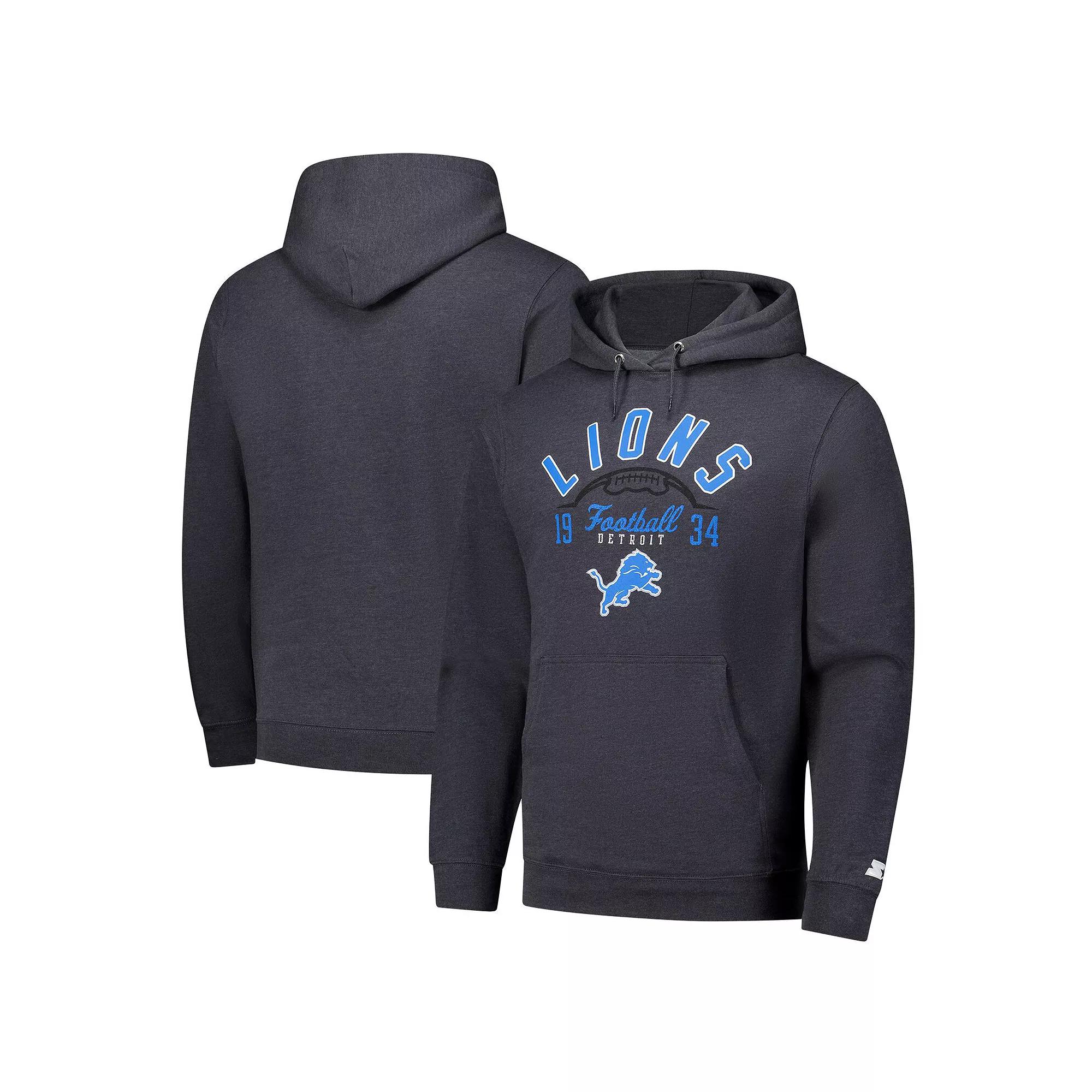 Men's Starter Charcoal Detroit Lions Pullover Hoodie,  Product Image