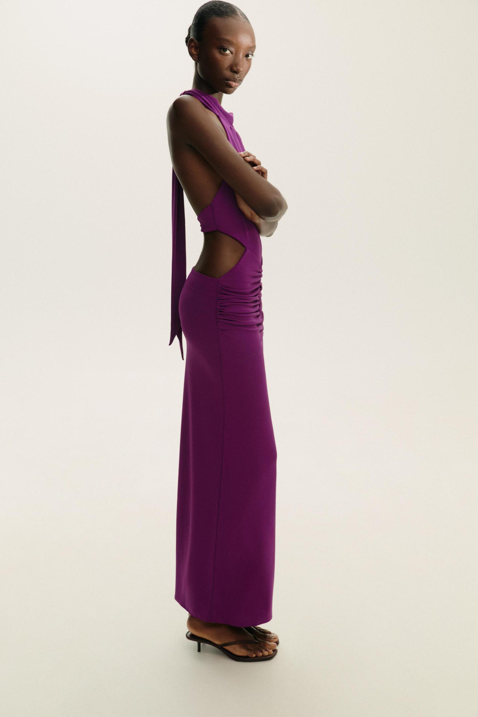 GATHERED HALTER MAXI DRESS Product Image