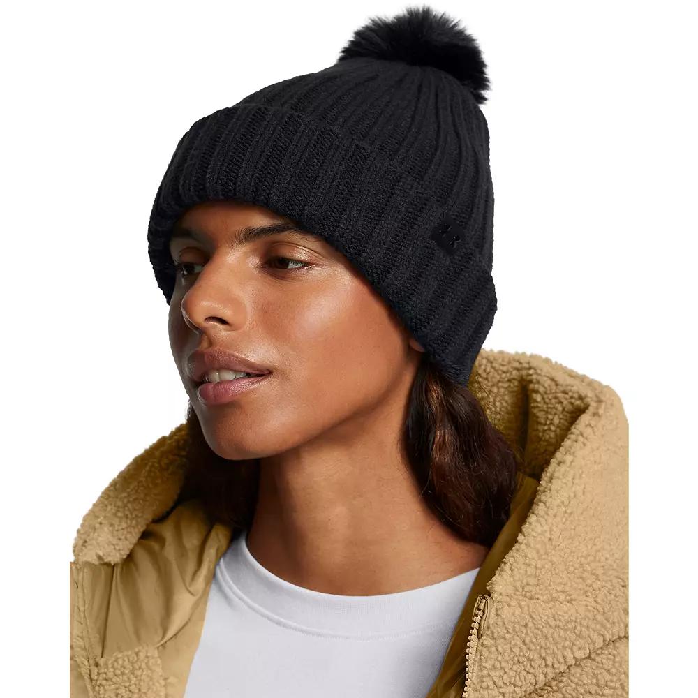 Women's Under Armour Halftime Pompom Beanie, Black Product Image