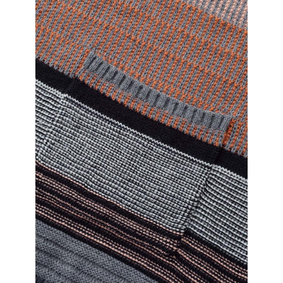 Plus Size Textured Patchwork Contrast Pocket Open Front Cardigan Gray Women Casual Loose Long Sleeve Dailywear Cardigans BloomChic 22-24/3X Product Image