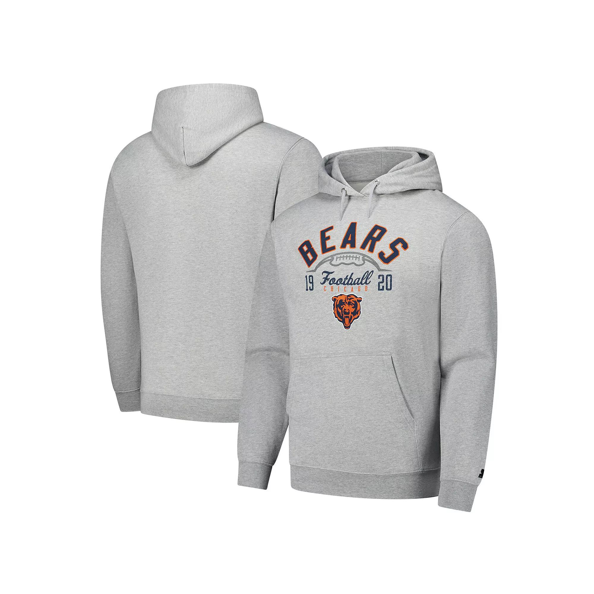 Men's Starter  Heather Gray Chicago Bears Pullover Hoodie, Size: XXL, Grey Product Image