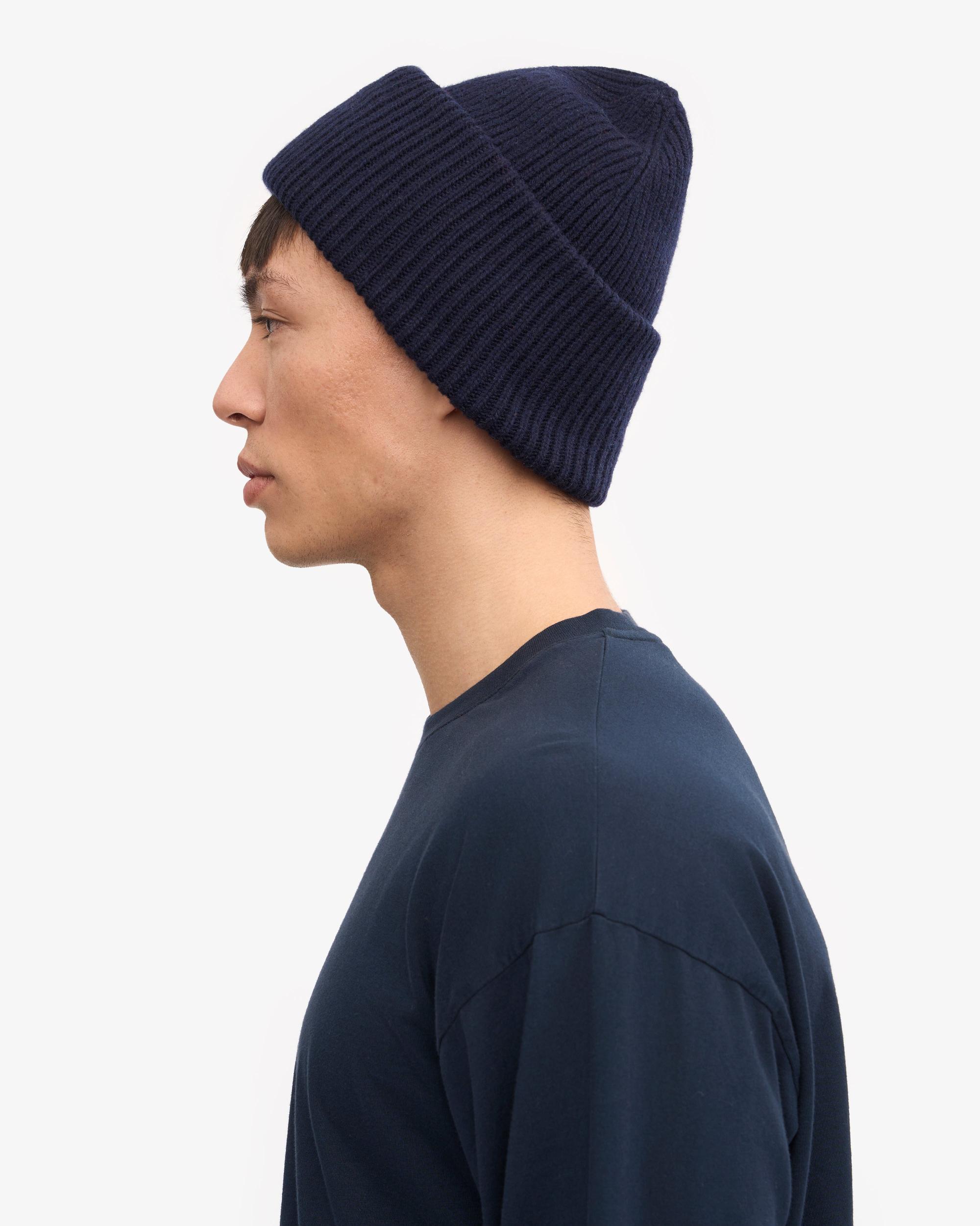 Merino Wool Hat - Navy Blue Product Image