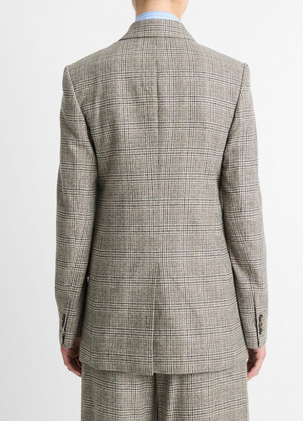 Plaid Italian Wool-Blend Double-Breasted Blazer Product Image