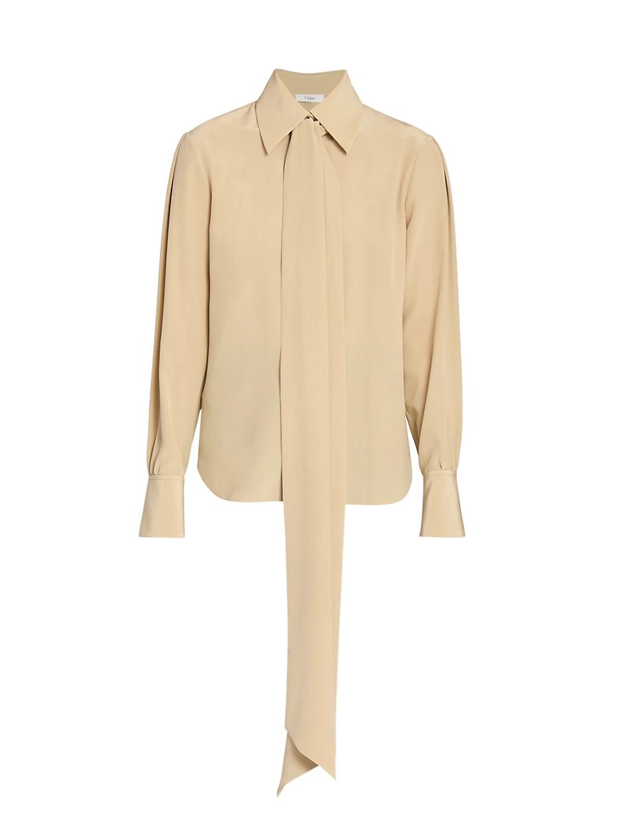 Womens Tieneck Silk Blouse Product Image