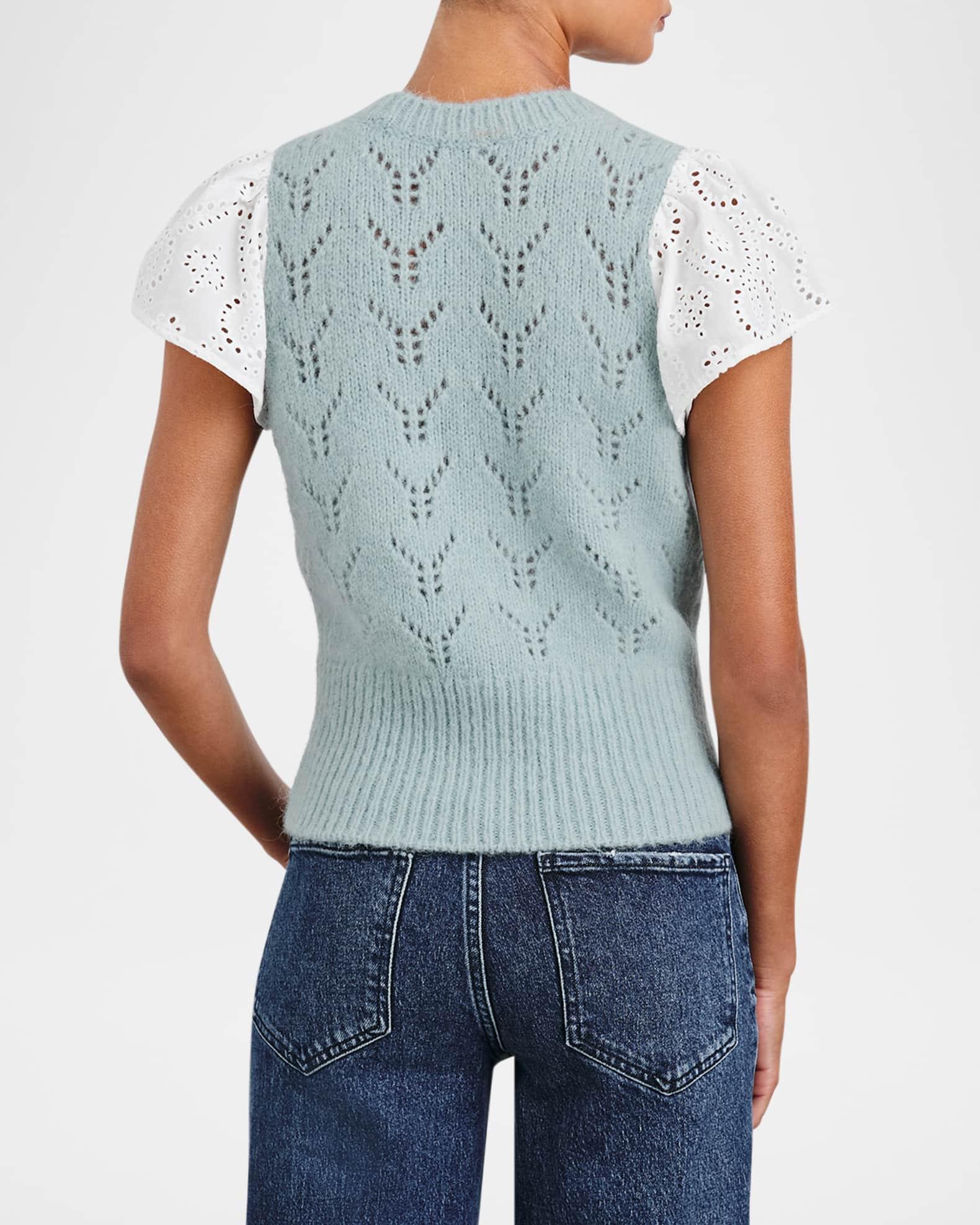 Everly Pointelle Knit Flutter-Sleeve Top Product Image