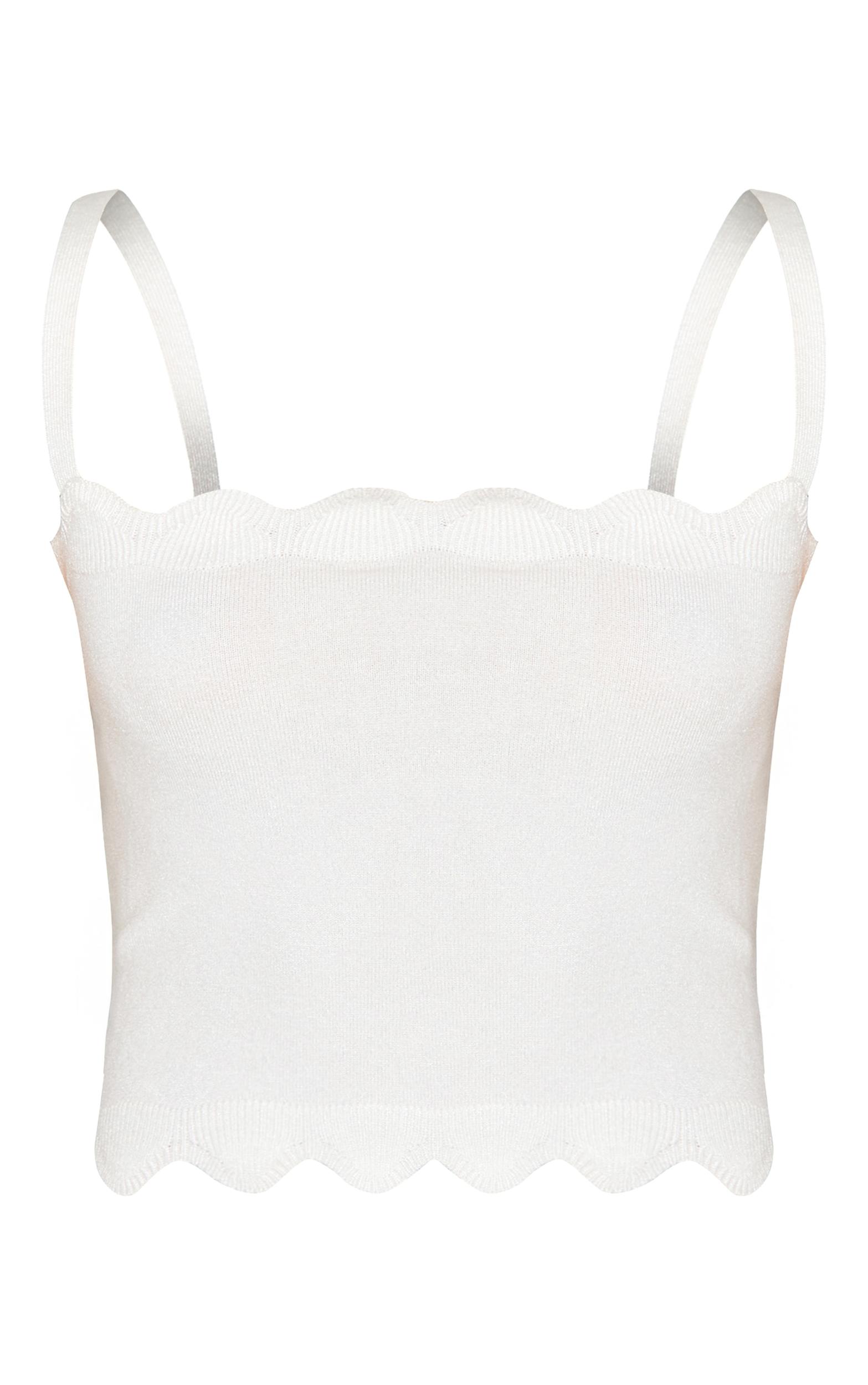  White Soft Knit Scallop Hem Cami Top Product Image