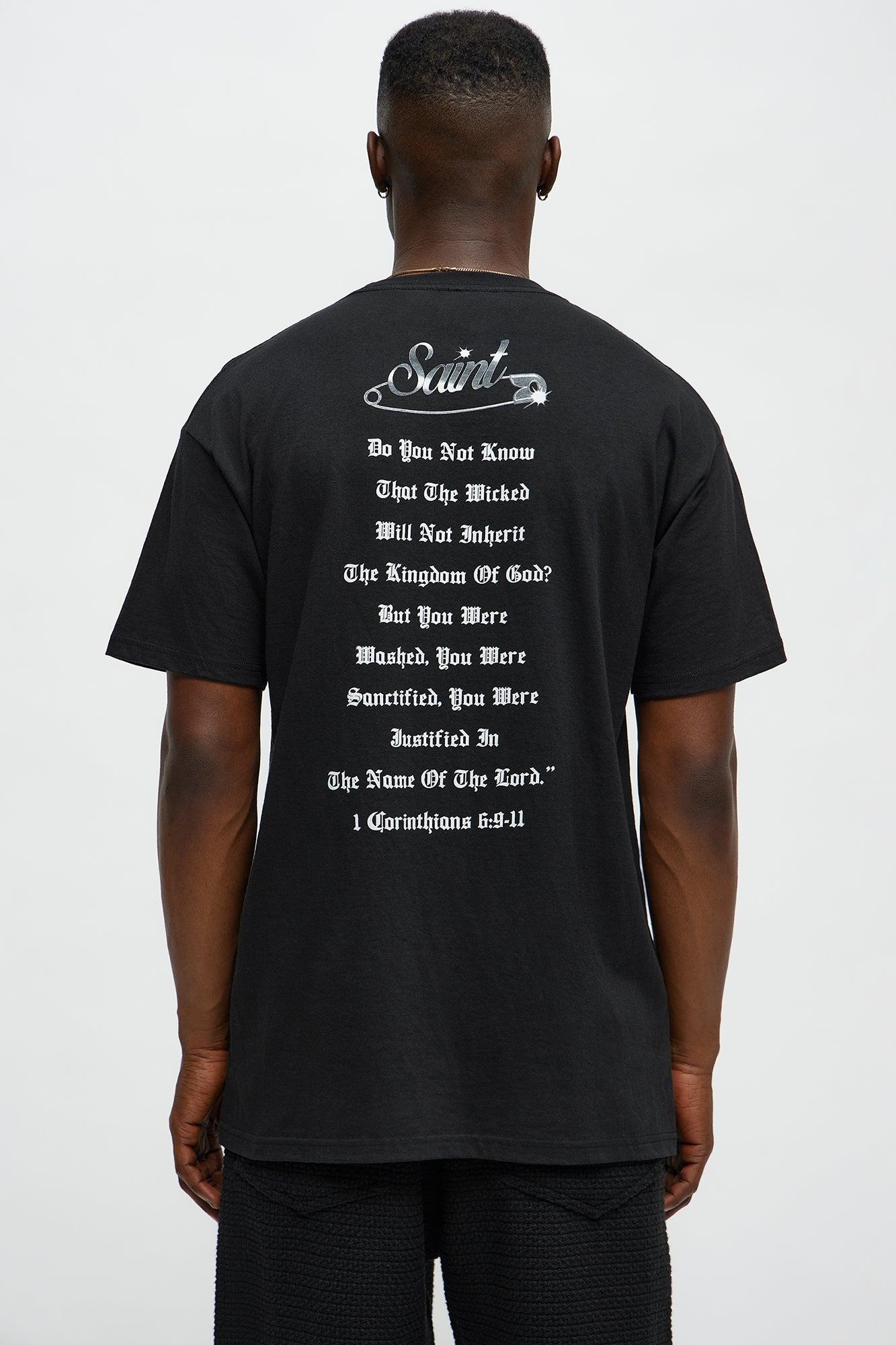 Sinner Safety Pin Short Sleeve Tee - Black Product Image