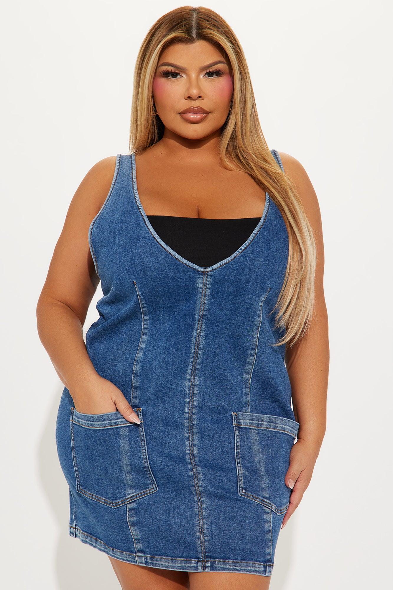 Kelly Ann Stretch Denim Mini Dress - Dark Wash Product Image