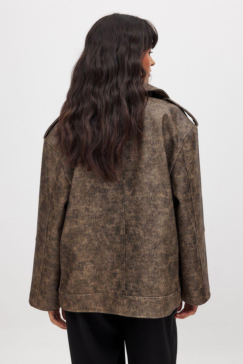 Washed Out Pu Biker Jacket Product Image