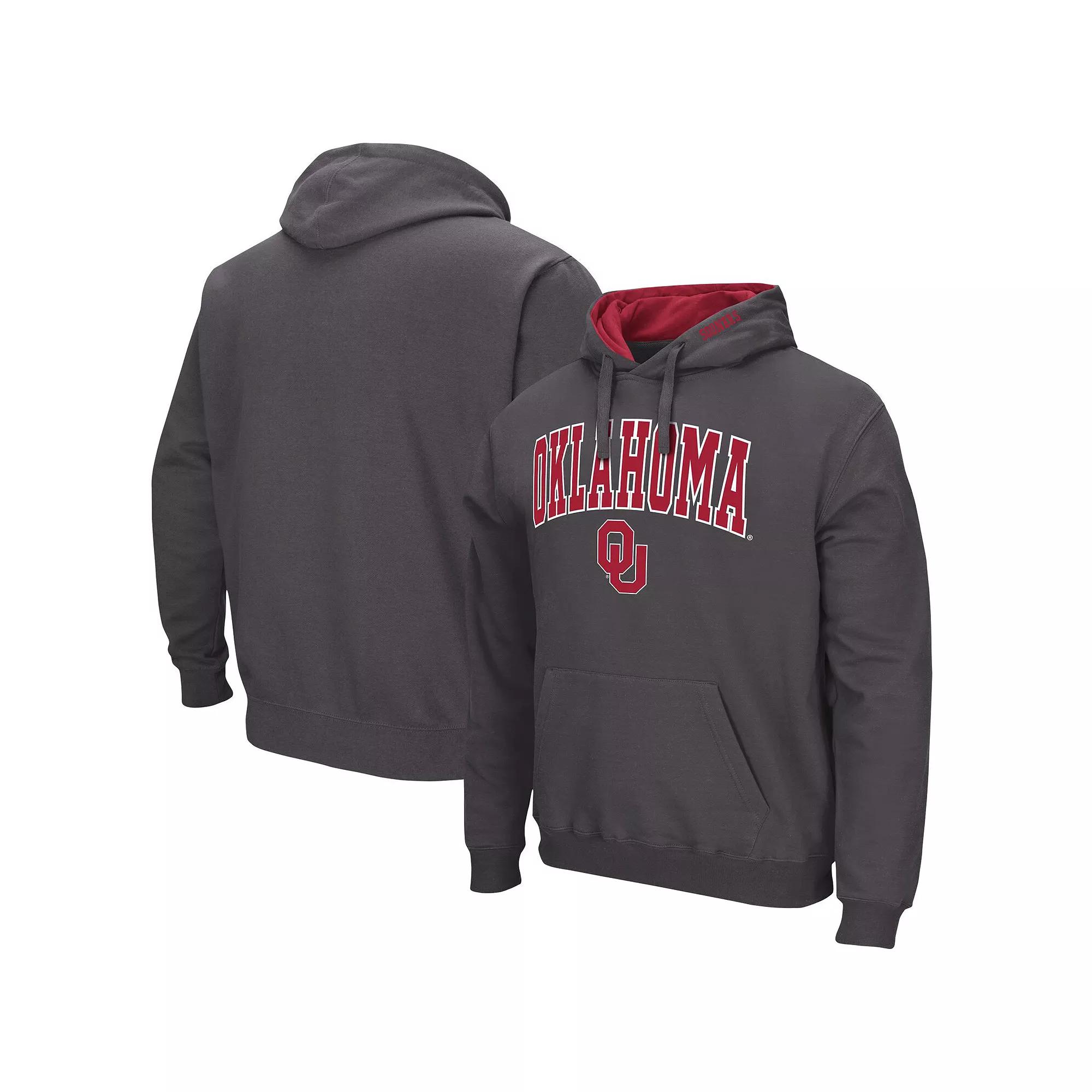 Men's Colosseum Charcoal Oklahoma Sooners Arch & Logo 3.0 Pullover Hoodie,  Product Image