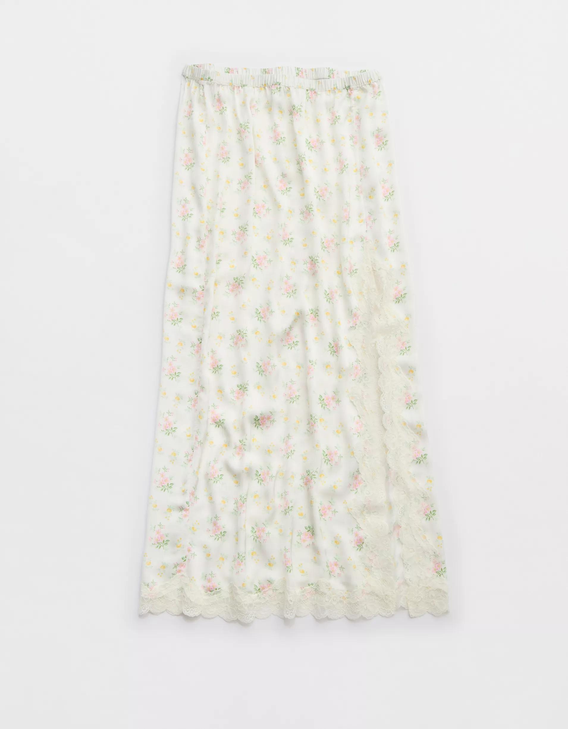 Aerie Satin Midi Skirt Product Image