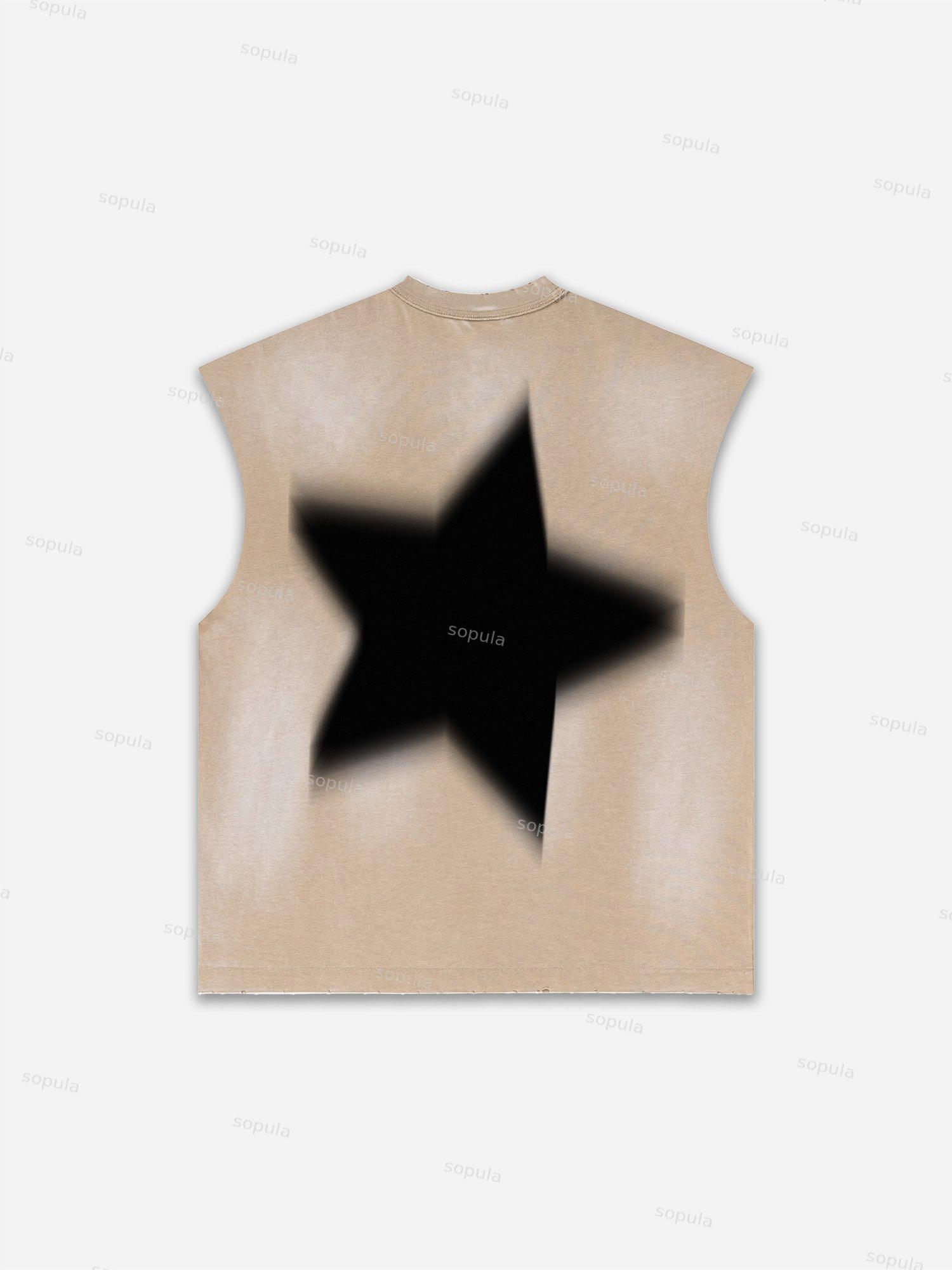 Men's Washed Casual Virtual Shadow Graphic Tank Top Product Image