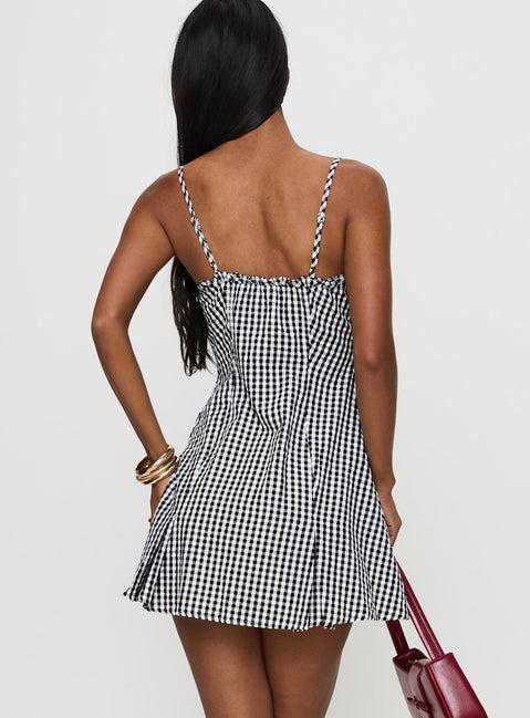Bessette Mini Dress Black Gingham Product Image