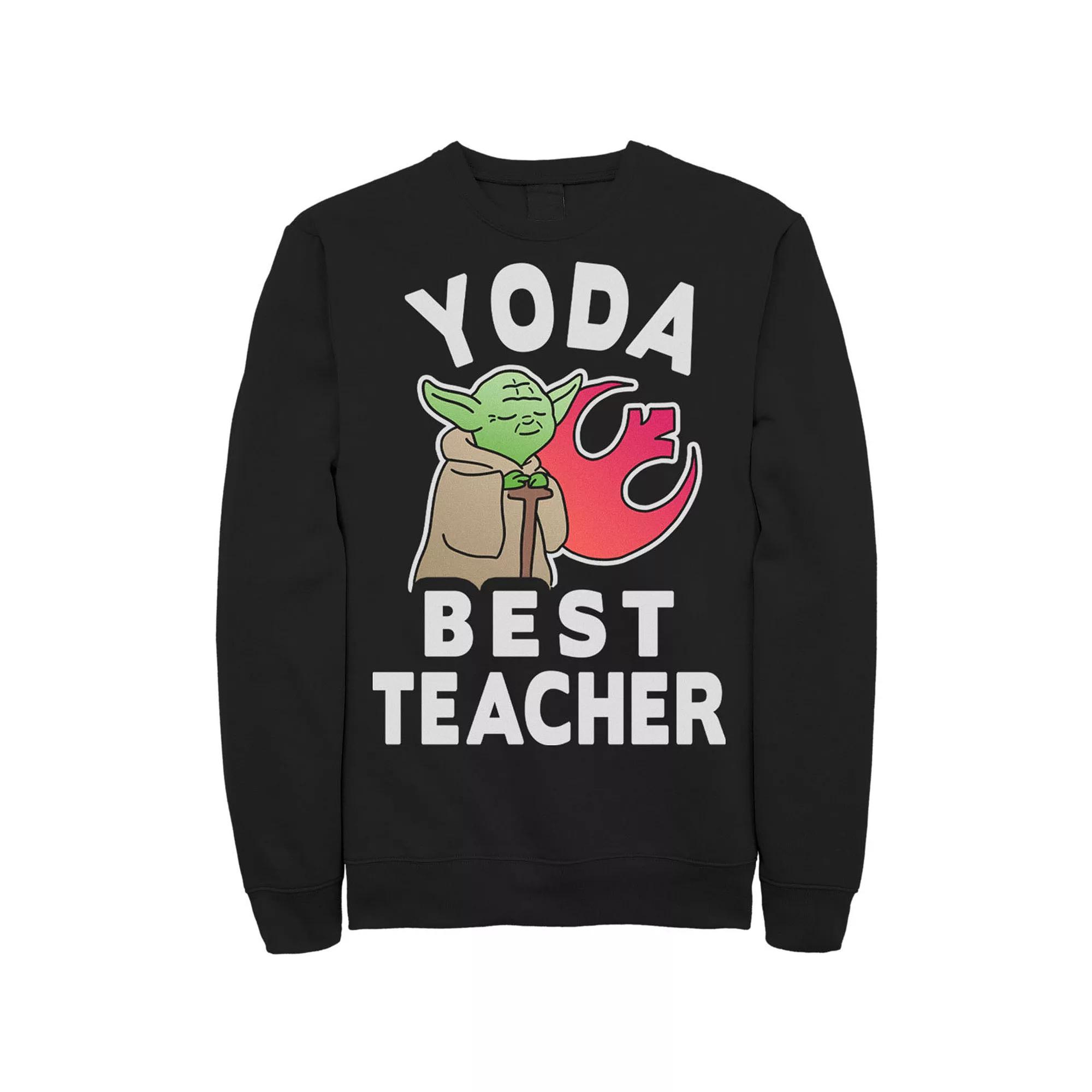 Men's Star Wars Yoda Best Teacher Rebel Logo Sweatshirt,  Product Image