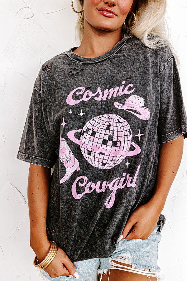 Cosmic Cowgirl Distressed Boyfriend Tee Product Image