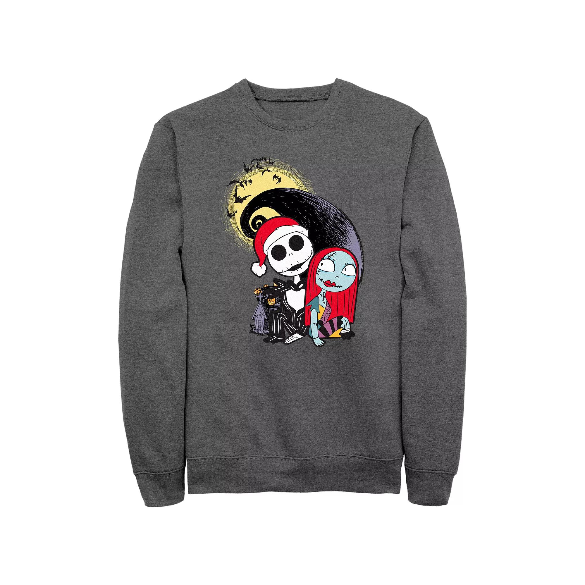 Men's Disney Nightmare Before Christmas Jack Skellington Sally Hill Sweatshirt, Size: XL, Grey Heather Product Image