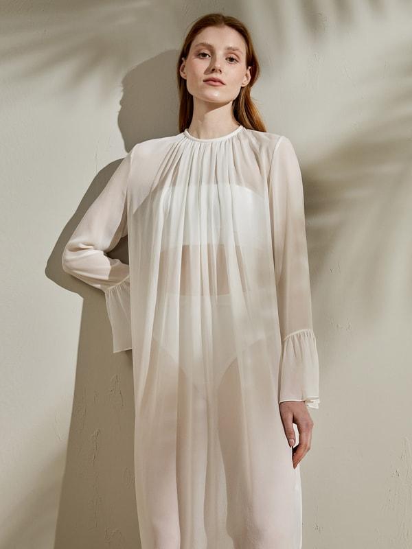 Crewneck Silk Georgette Dress Product Image