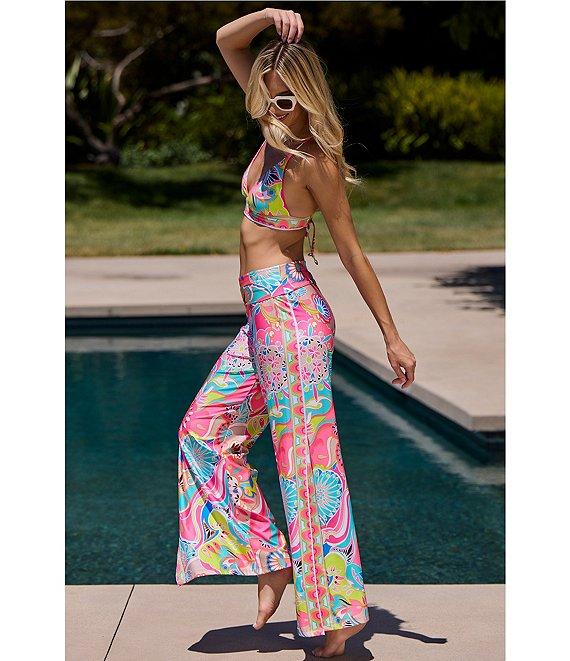 Trina Turk Venus Abstract Border Print Side Slit Swim Cover-Up Pants Product Image