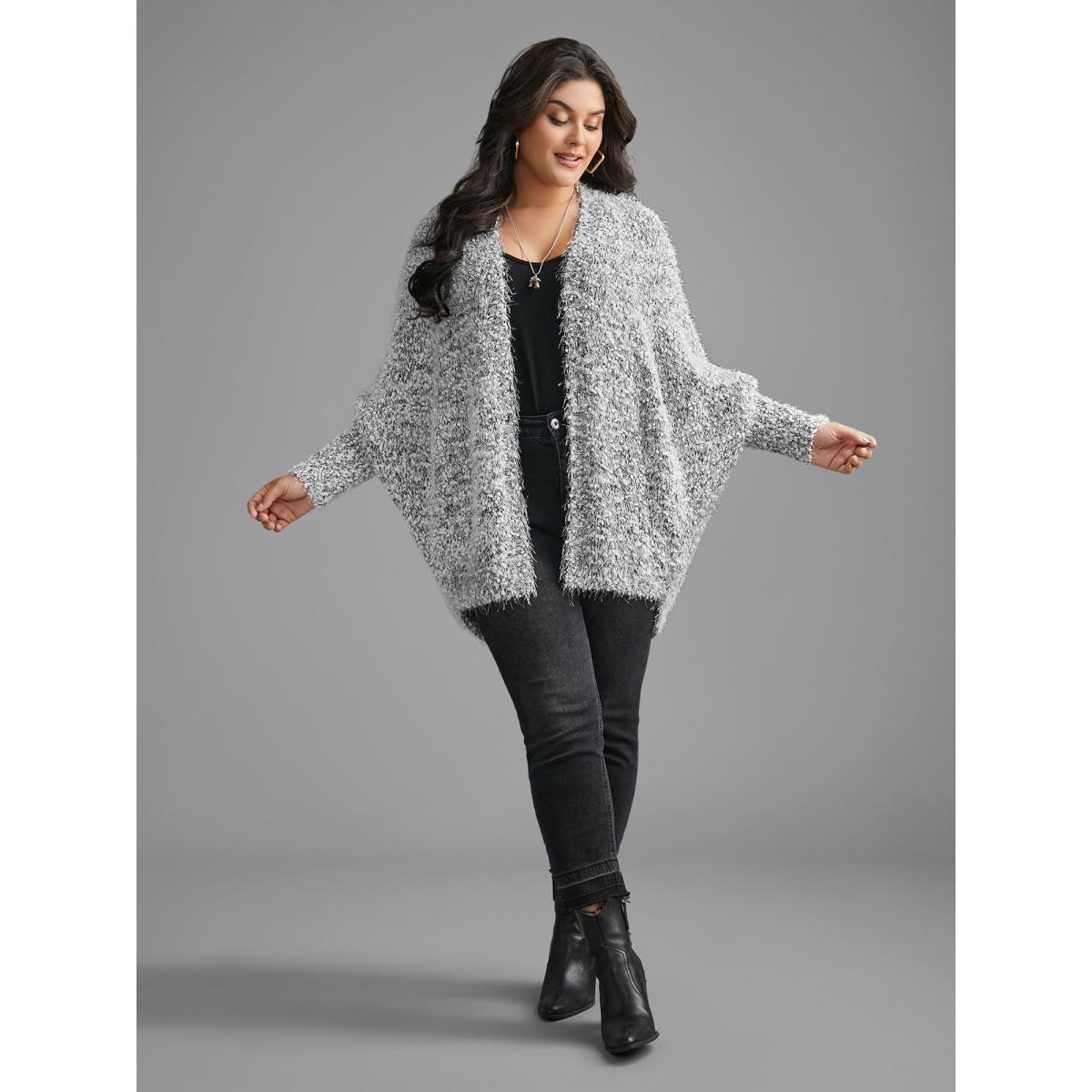 Plus Size Heather Arc Hem Dolman Sleeve Cardigan Mediumgray Women Casual Loose Long Sleeve Everyday Cardigans BloomChic 22-24/3X Product Image