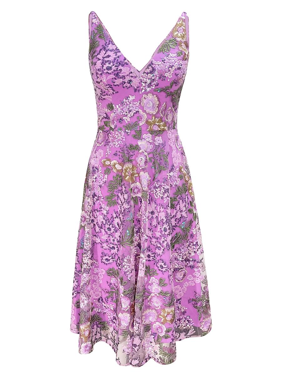 Womens Elisa Floral & Sequin Midi-Dress Product Image